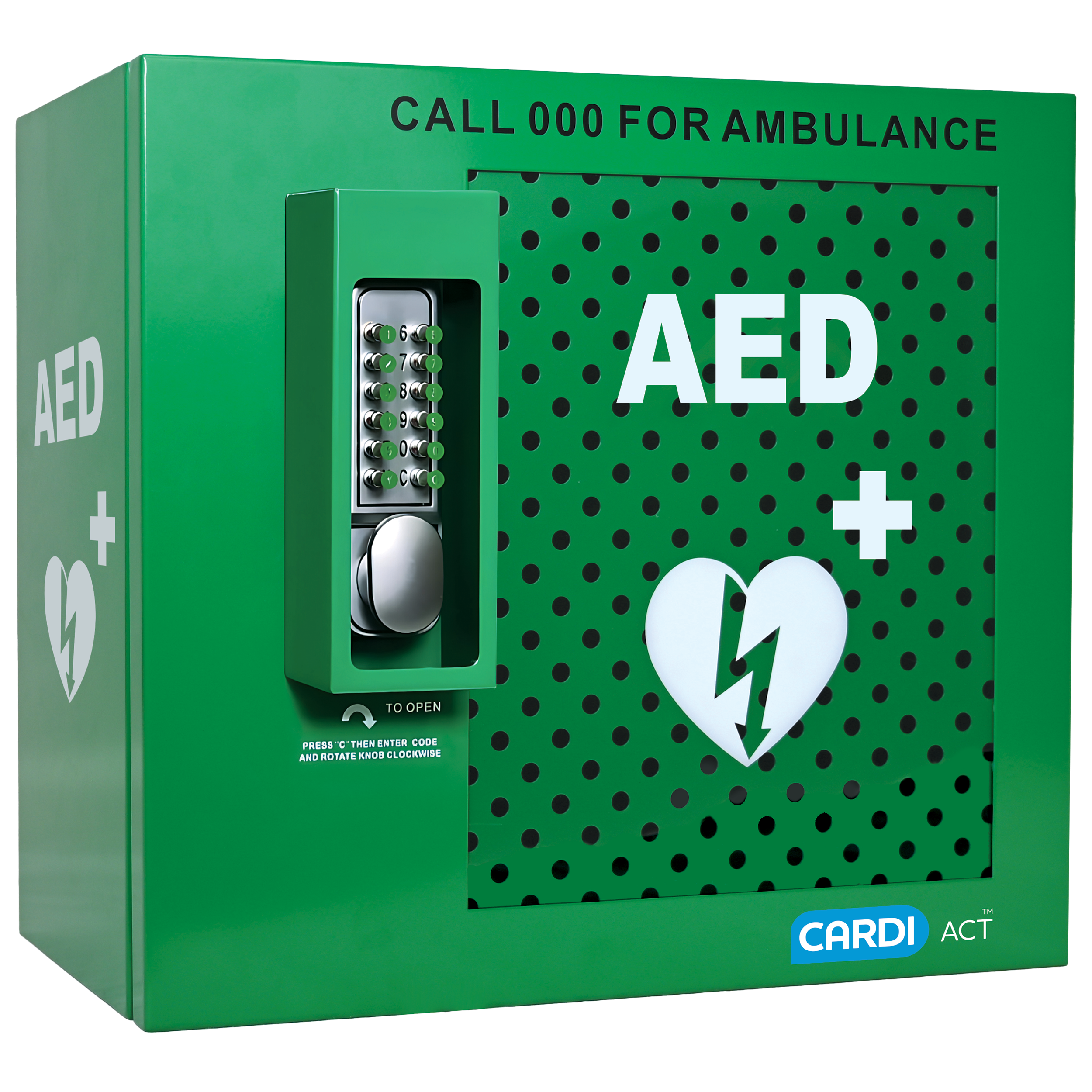 CARDIACT Alarmed Outdoor AED Cabinet with Lock 38 x 42 x 22cm