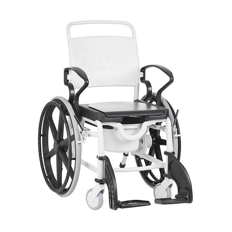 Rebotec Genf Self-Propelled Shower Commode Wheelchair: Independent Mobility & Hygiene in Black