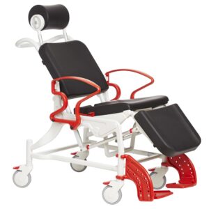 Rebotec Phoenix Tilt-in-Place Shower Commode Chair (Red) - German Made