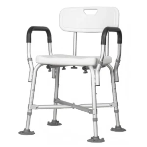 Heavy Duty Adjustable Aluminum Shower Chair with Armrests & Backrest: Non-Slip Bathing Safety & Versatile Use