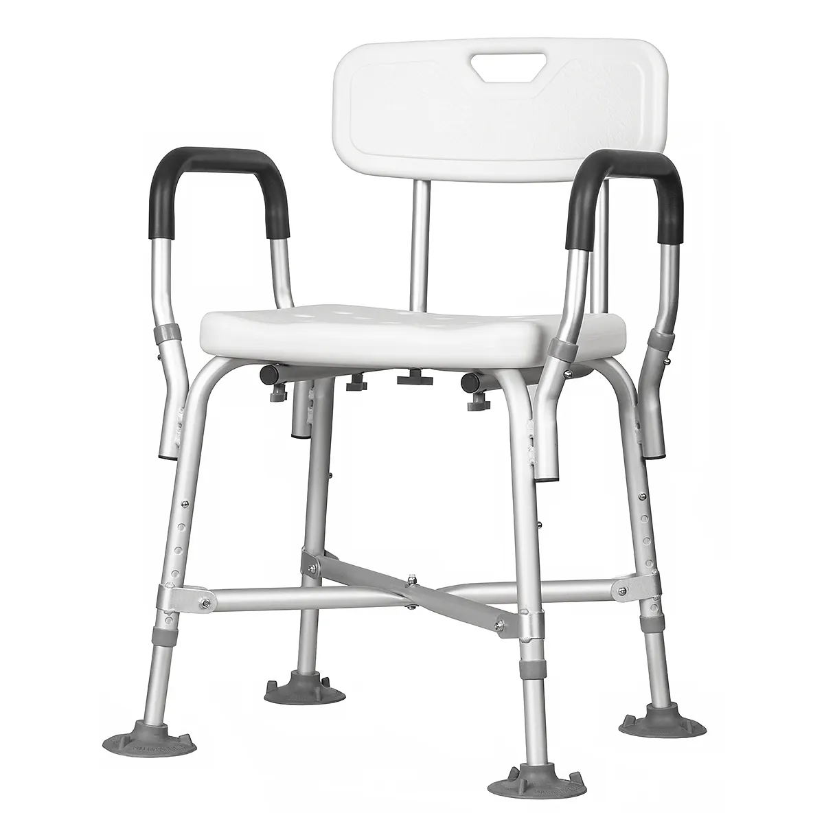 Heavy Duty Adjustable Aluminum Shower Chair with Armrests & Backrest: Non-Slip Bathing Safety & Versatile Use
